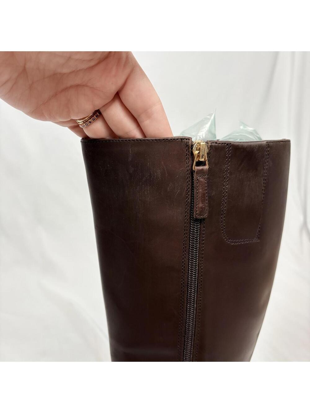 Nine West Oreyan Genuine Leather Knee High Brown Boots Gold Button Details 6.5 - Picture 8 of 9